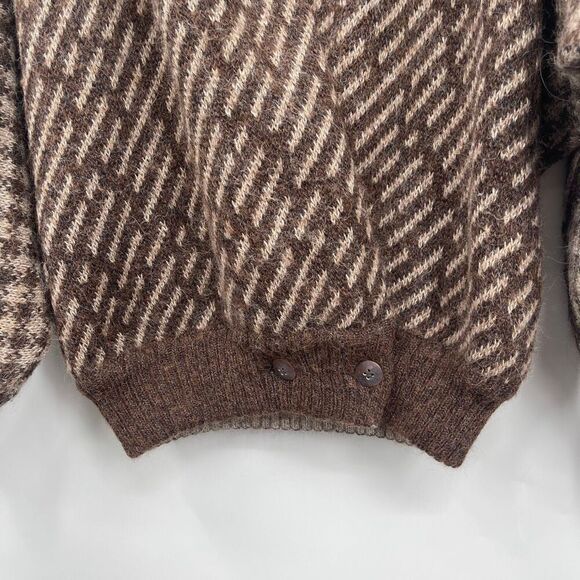 Escada Brown Cream Wool Alpaca Blend Patterned Knit Cardigan Sweater Size 38 - Picture 4 of 10